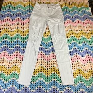 Shein White Distressed Skinny Pants stretch xs/2
